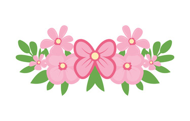 Beautiful Pink Girly Flower Floral Crown with Natural Nature Leaves