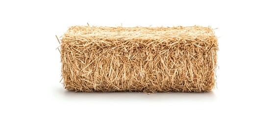 Hay bale on a white isolated background, ideal for agricultural themes and rural settings.