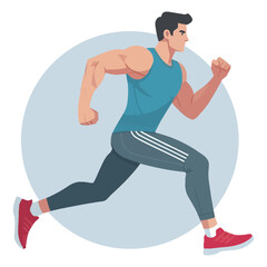 Man running flat cartoon vector illustration