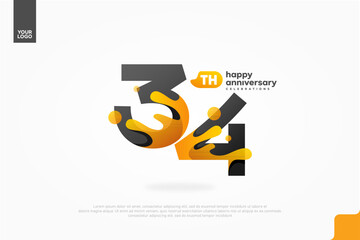 34th Anniversary icon with water splash