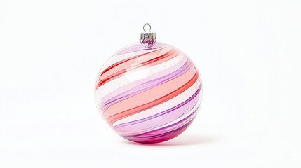 Colorful decorative Christmas ornament with swirling patterns in shades of pink and purple, isolated on a white background.