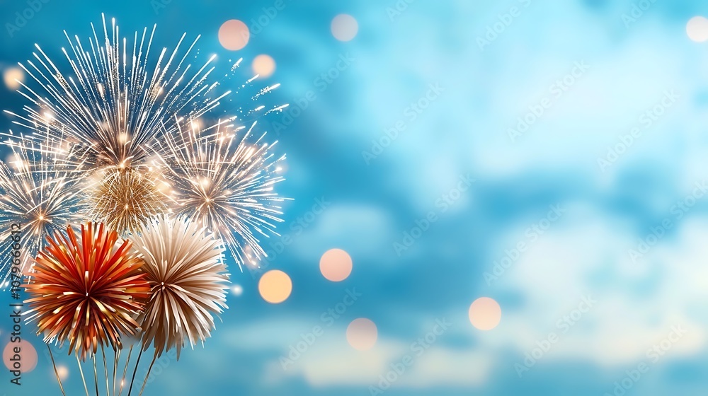 Poster captivating fireworks display illuminating the night sky with a mesmerizing array of vibrant colors 
