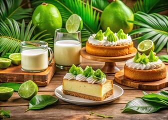 Delightful Belizean Desserts: Key Lime Pie, Milk Cake, Creole Bun, and Bread - A Colorful Culinary Showcase of Caribbean Treats
