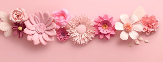 Fototapeta premium Beauty pink flower on pink background