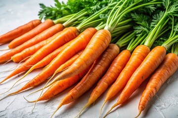 Fresh Carrots on White Background - Vibrant Organic Vegetables for Healthy Eating, Cooking, and Nutrition