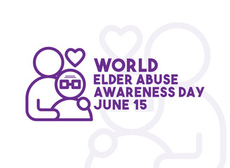 World Elder Abuse Awareness Day. June 15. Line. Outline. Love. Heart. Flat design vector. Poster, banner, card, background.