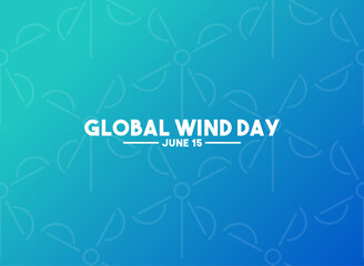 Global Wind Day. June 15. Seamless pattern windmill icon. Gradient background. Poster, banner, card, background.