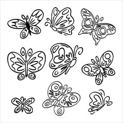 butterfly set doodle