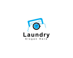 Laundry express logo design icon for laundry business template in creative silhouette shape isolate vector illustration.