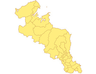 京都府　地図　黄色　イラスト