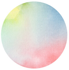 Watercolor hand painted circles rainbow gradient texture. Watercolour circle elements for design.
