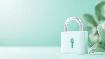 Fototapeta premium Green Padlock Security Symbol.