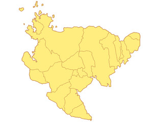 佐賀県　地図　黄色　イラスト