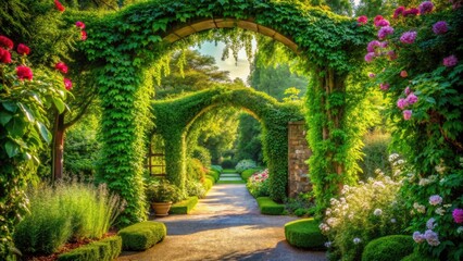 Lush Green Archway Covered in Ivy - Stunning Candid Photography of Natural Beauty, Outdoor Garden Decor, Architectural Features, and Serene Landscapes for Stock Photo Use