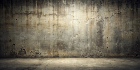 A weathered concrete wall with a cracked and worn surface, casting a somber shadow over the empty space in front.