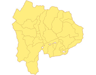 山梨県　地図　黄色　イラスト