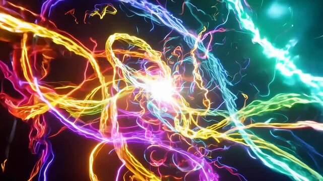 輝く多色エネルギーの火のライン1