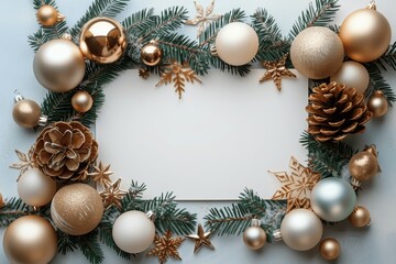 Elegant Christmas Decorations on White Background