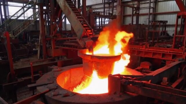 burning mineral ore in factory