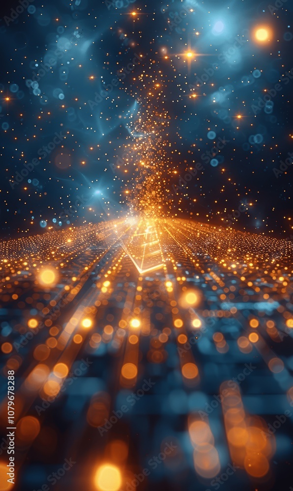 Poster futuristic digital arrow boosting high-speed internet connection success in technology background