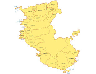 和歌山県　地図　黄色　イラスト