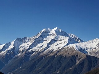 A stunning panoramic view of majestic snow-capped peaks in a mountain range, adventure, peaks