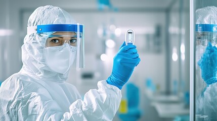 Healthcare Professional with Touchless Thermometer