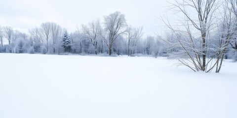 Obraz premium A serene winter scene of fresh, untouched snow covering the ground, creating a blank canvas for nature's beauty, icy, frosty