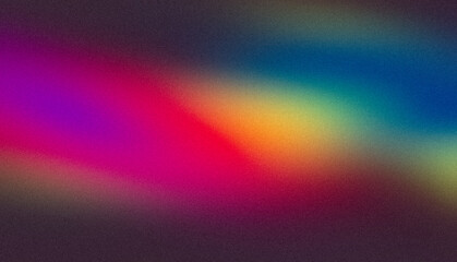 Retro colors grainy background. Light pastel glowing red pink purple blue green color noisy gradient, vibrant color flow, bright, shine, noise texture, backdrop design