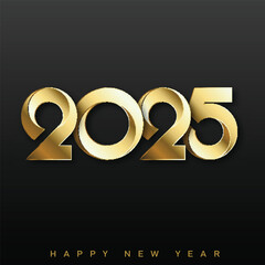 Modern Gold 2025 New Year Celebration Art Design . Vector