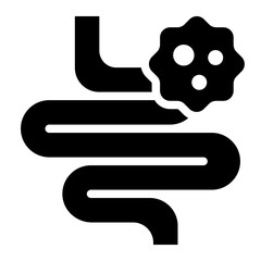 Intestine with cancer cell for Colon Cancer glyph icon