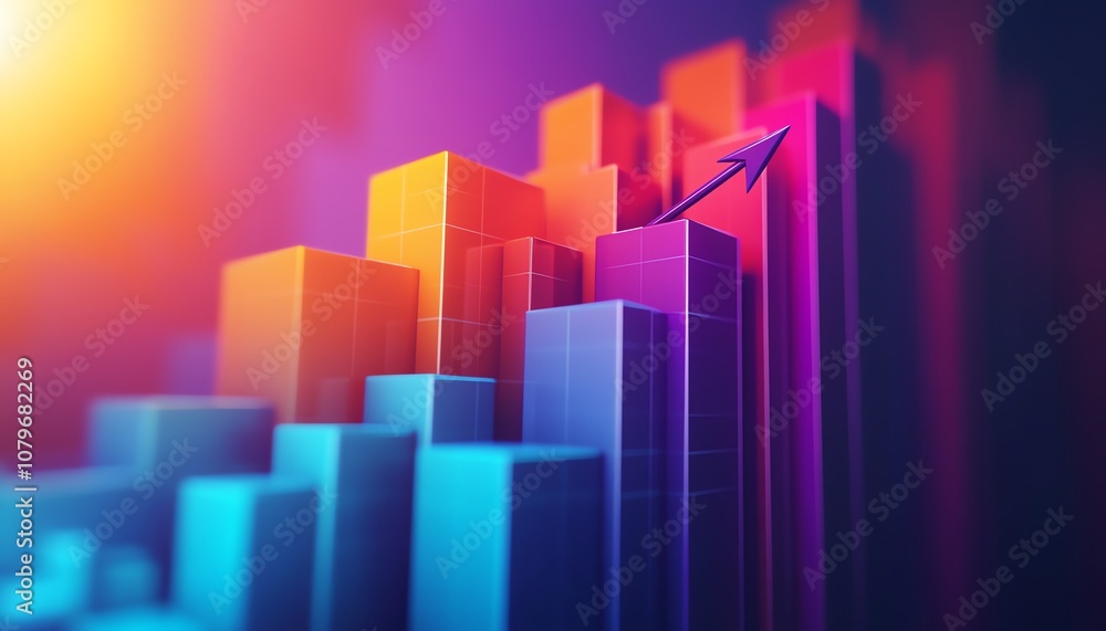 Aufkleber upward trending profit chart with a bold success arrow, showing growth and financial success, modern