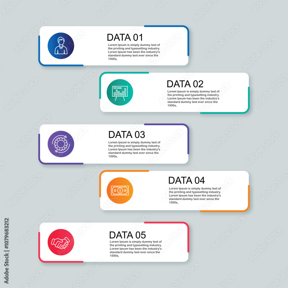 Aufkleber 5 data infographics tab paper index template. vector illustration abstract background.