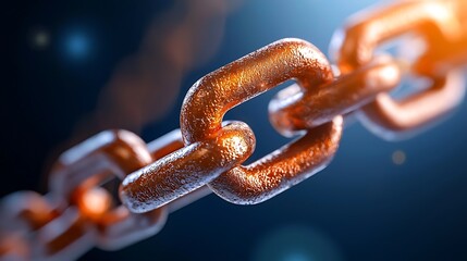 Close up view of interconnected weathered and rusted metal chains against a dark grungy industrial background with a vintage worn texture and pattern