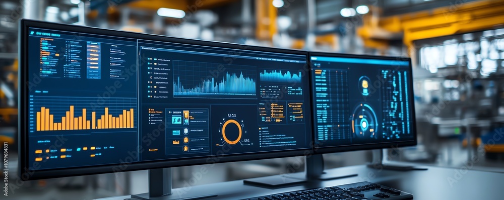 Poster Hightech control interface displaying realtime analytics and performance charts