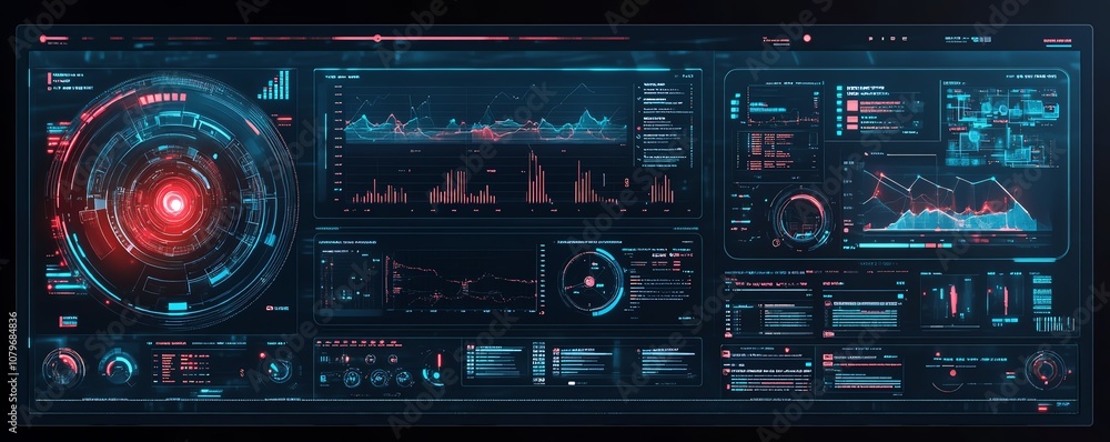 Poster Hightech control interface displaying realtime analytics and performance charts