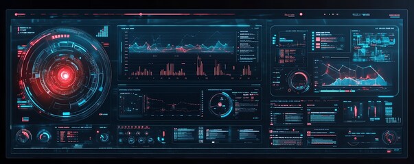 Hightech control interface displaying realtime analytics and performance charts