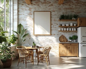Lightroom interior with plants. Mockup frame home design concept