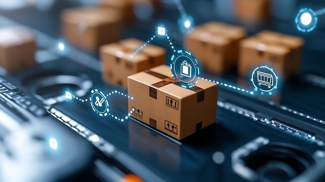 Automated Logistics and Smart Warehouse Solutions for Efficient E commerce Fulfillment  Digital technology data analytics and AI powered systems transforming modern logistics chain management
