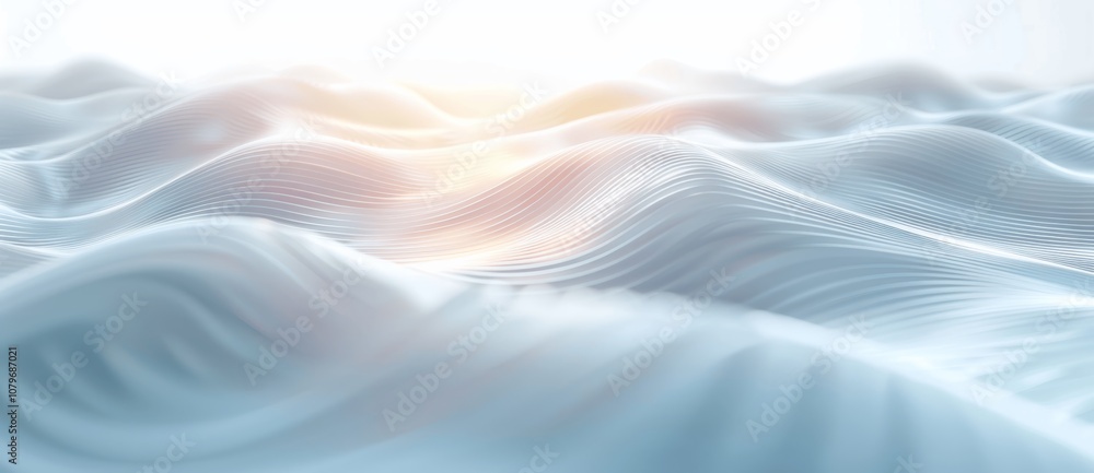 Aufkleber abstract modern white background with wavy lines and soft light 3d rendering illustration