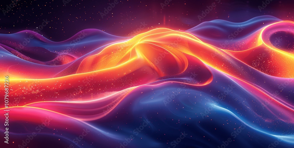 Poster 4k abstract neon fluid gradient background with retro and futuristic elements