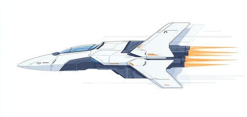 Futuristic jet aircraft flying at high speed, showcasing advanced aerodynamics and design.
