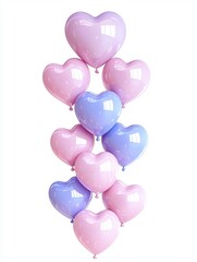 A collection of heart-shaped balloons in pastel colors, perfect for celebrations and romantic occasions.