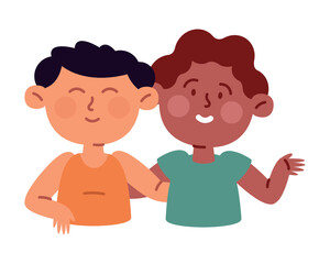 boys characters hugging