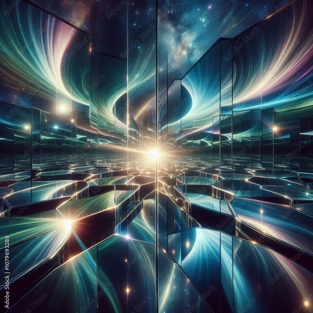 Poster mirrors capture the shimmering aurora borealis reflecting dynami