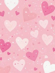 A phone wallpaper with a pastel aesthetic, featuring a pink and white heart pattern, a pink background, with generative ai