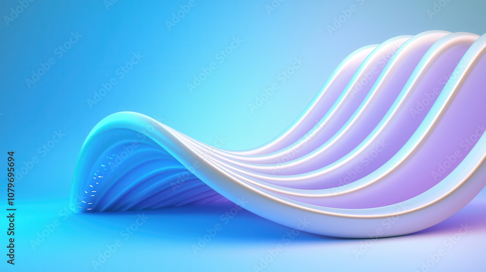 Poster smooth wave like structure in soft pastel colors creates calming atmosphere. design features flowing