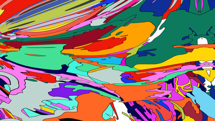 Abstract background, colorful psychedelic fluid shape, doodle for Art and Music, New Year Festival 2025