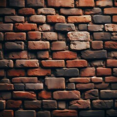 Brick Wall A close up of a weathered brick wall with visible mor