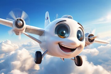 smiling airplane simple wings big round eyes on the cockpit fluf